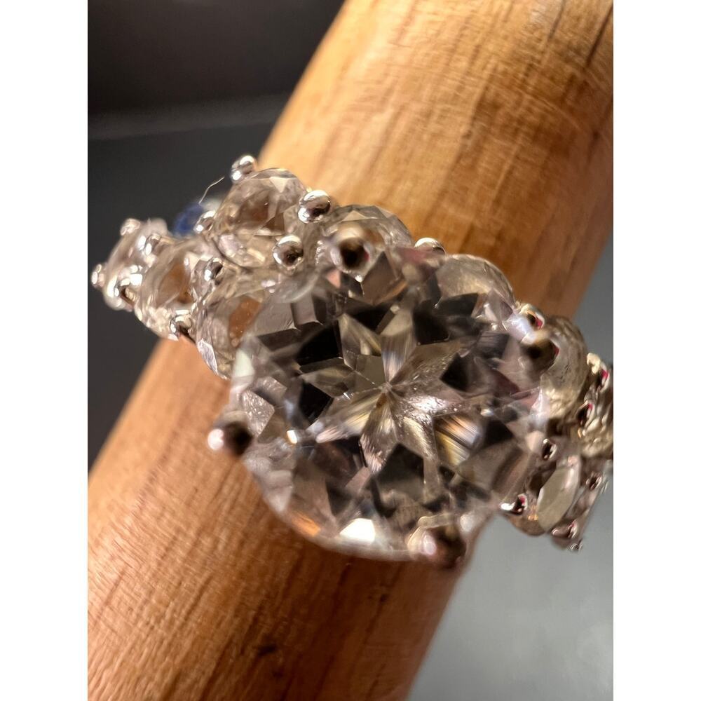 New White Topaz Stackable Ring Set In Platinum Ov… - image 2